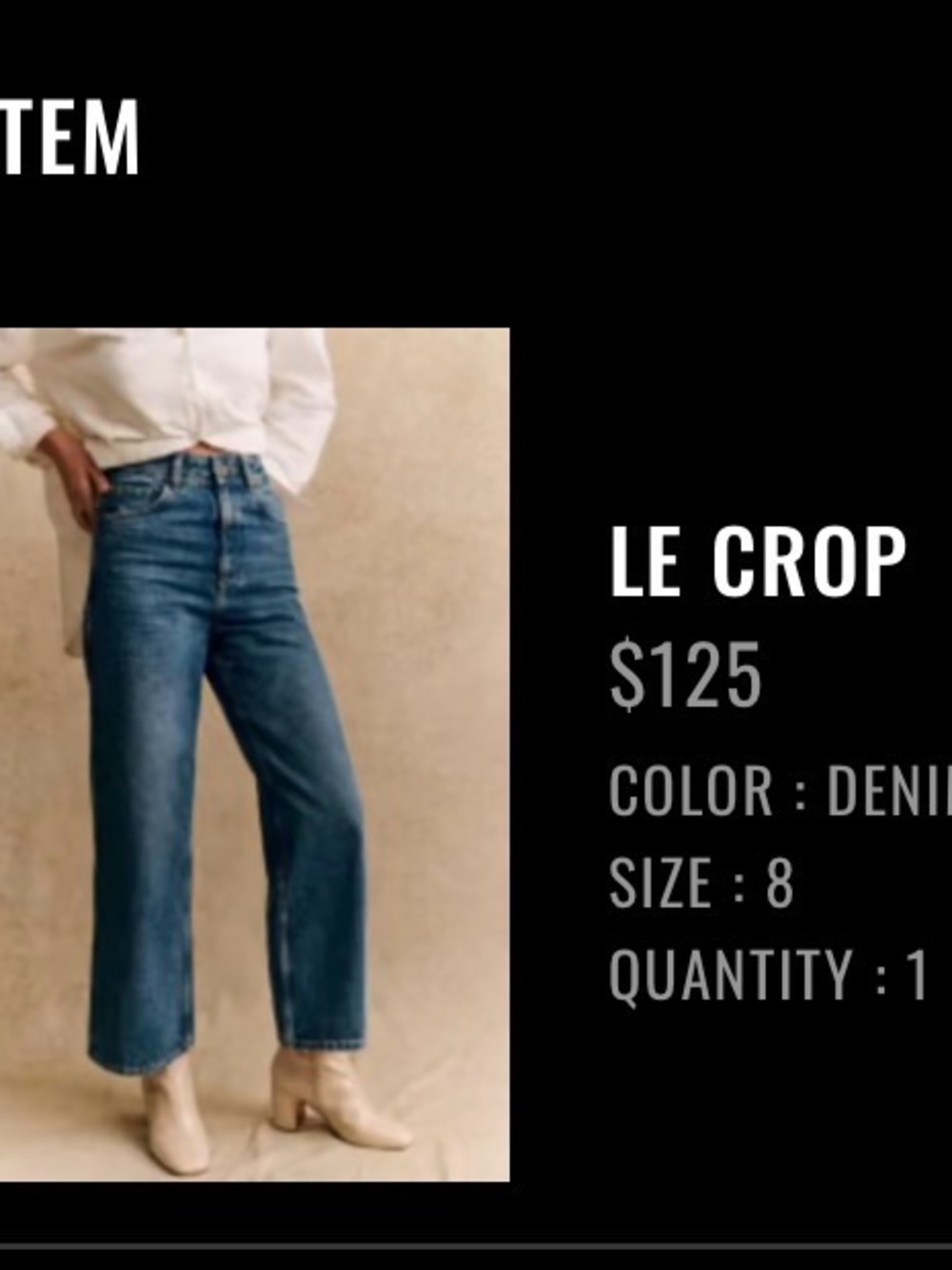 Sezane Le Crop Denim - Size 8